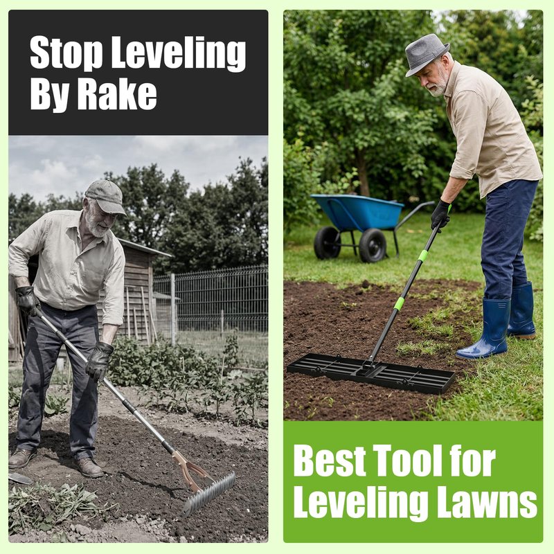 GARDTECH 30×10 Anti-Flip Lawn Leveling Rake,76” Adjustable Handle