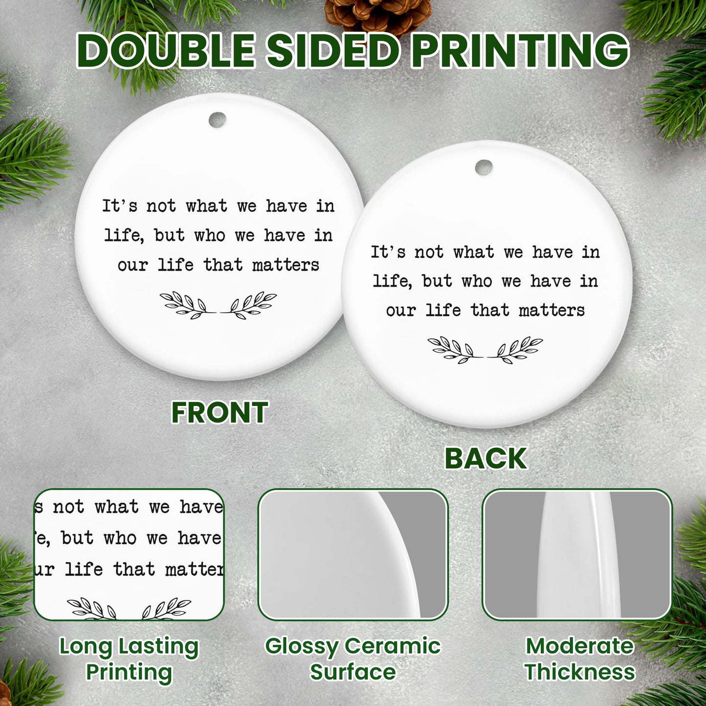 TEEZWONDER Christmas Ornaments Gifts for Women Men - Ceramic Ornaments 2025 for Xmas Tree Decorations - Christmas Birthday Stocking Stuffers Gifts for Mom Dad Sister Brother, Friend Gift Ideas