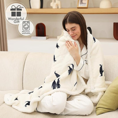 Heated Throw Blanket, Electric Blanket Throw with 5 Heating Levels & 4 Hours Auto Off, Super Soft Flannel Sherpa Fast Heating Blanket with ETL Certified for Bedding, 50"x60", Cream White