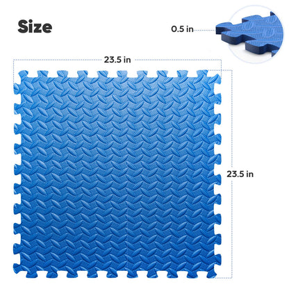 Home Gym Mat, Puzzle Exercise Mat, of EVA Interlocking Foam Floor Tiles for Home Workout Equipment and Kids' Play Areas - Blue, 24 in x 24 in x ½ in - 16 Tiles (Blue, 16 Pack 64 sq ft)