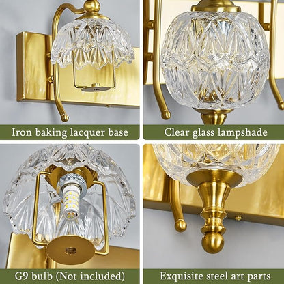 Modern Crystal Bathroom Vanity Lights Fixtures Over Mirror Gold Vintage 5-Lights 36 Inch Bathroom Light Fixtures Glass Crystal Vanity Lights