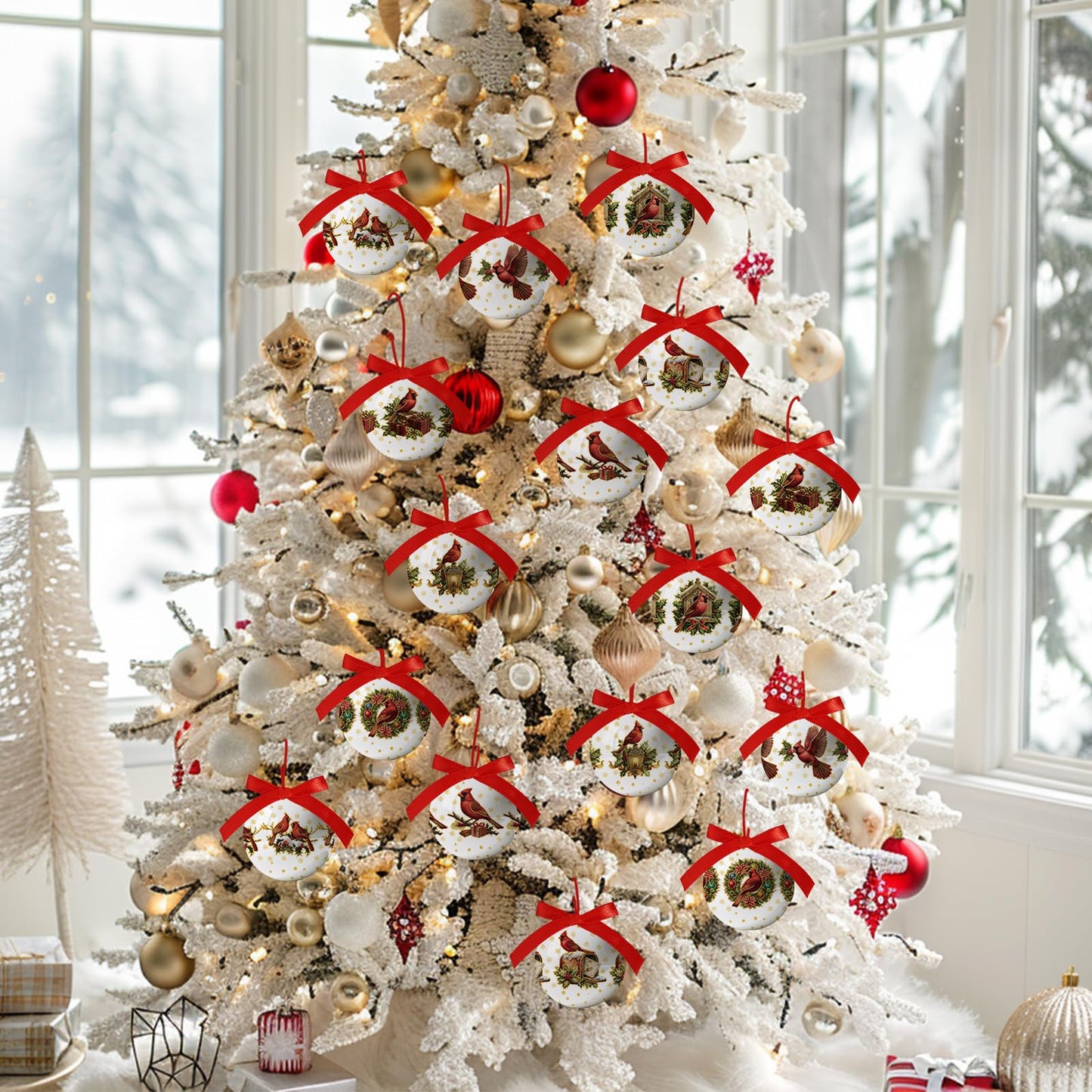 Christmas Decor - Cardinal Christmas Tree Decorations Religious Jesus Hanging Ornaments Balls, Cute Decorations Ball 2.36 Inch for Xmas Tree Party Home Holiday，Xmas Gifts Set of 16Pcs