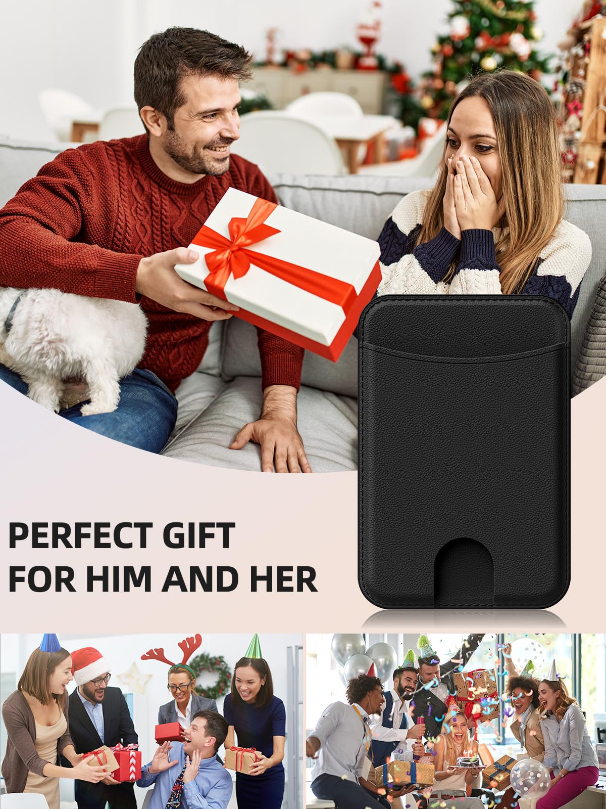 Miroddi for Magsafe Wallet, Magnetic Card Holder for iPhone 17/16/15/14/13/12 Series, Leather Magnet Phone Wallet Fit 4 Cards 3 Cash, Ultra-Thin, RFID Blocking, Black