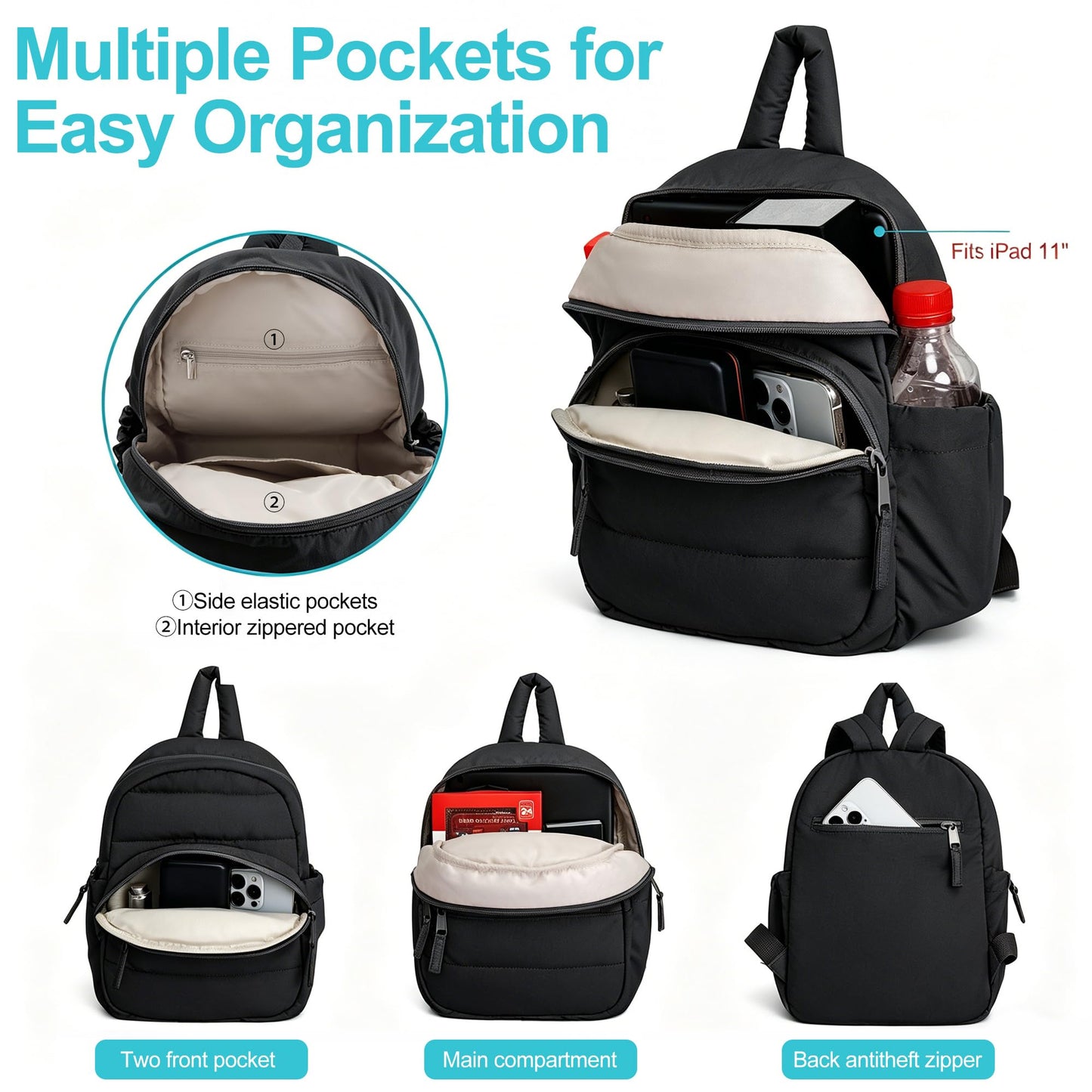 G.Z.LANKIN Lightweight Mini Backpack for Women,Taslan Durable Daypack,Casual Travel Backpack with Adjustable Straps for Daily,Travel