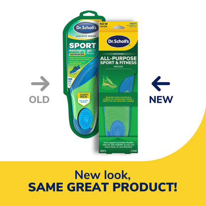 Dr. Scholl’s Sport Insoles - Superior Shock Absorption and Arch Support to Reduce Muscle Fatigue and Stress on Lower Body Joints for Men Size 8-14