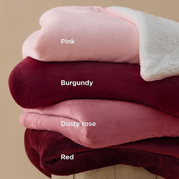 Bedsure GentleSoft Sherpa Fleece Throw Blanket Twin Size for Couch - Thick and Warm Throw for Women, Soft Fuzzy Plush Twin Blanket for Winter, Dusty Rose, 60x80 Inches