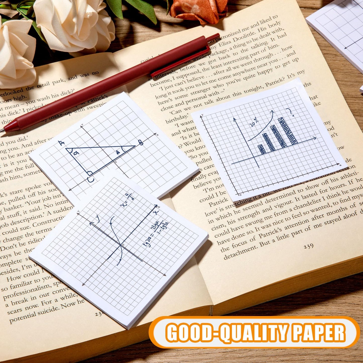 Graph Paper Sticky Notes, 12 Pads Mini Math Graph Graphing Paper, 3x3 Inch Grid Sticky Notes for Office School Supplies
