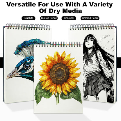 9" x 12" Sketch Book, Top Spiral Sketchbook, 100 Sheets Sketch Pad, (68 lb/100 GSM) Drawing Paper Pad, Drawing Pad for Kids, Artist Sketchbook for Drawing, Illustration & Art Supplies.