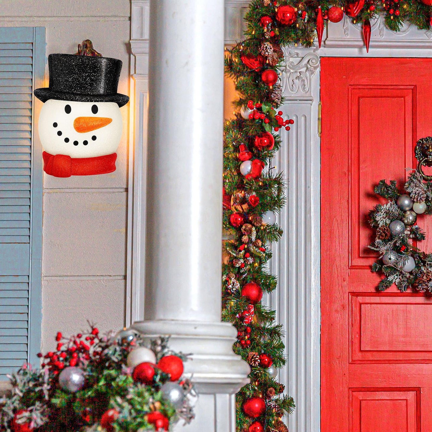 Mudder Christmas Porch Light Covers Christmas Outdoor Decoration Gnome Xmas Holiday Light Covers for Porch Garage Front Door Hanging(Snowman, Santa,2 Pcs)
