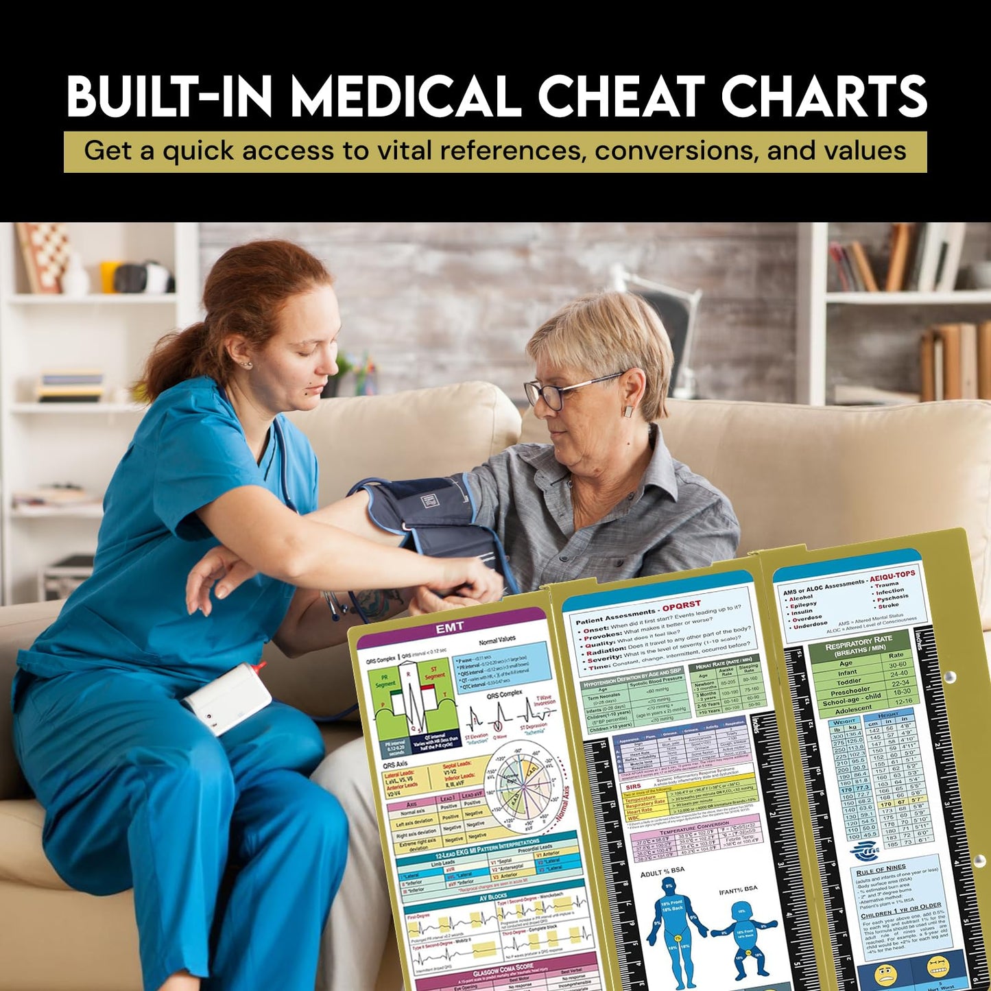 Nursing Clipboard EMT Edition 3 Layers Aluminum Foldable Nurse Clip Board Nursing Student Essentials Foldable Clipboard Nursing Trifold Nursing School Essentials
