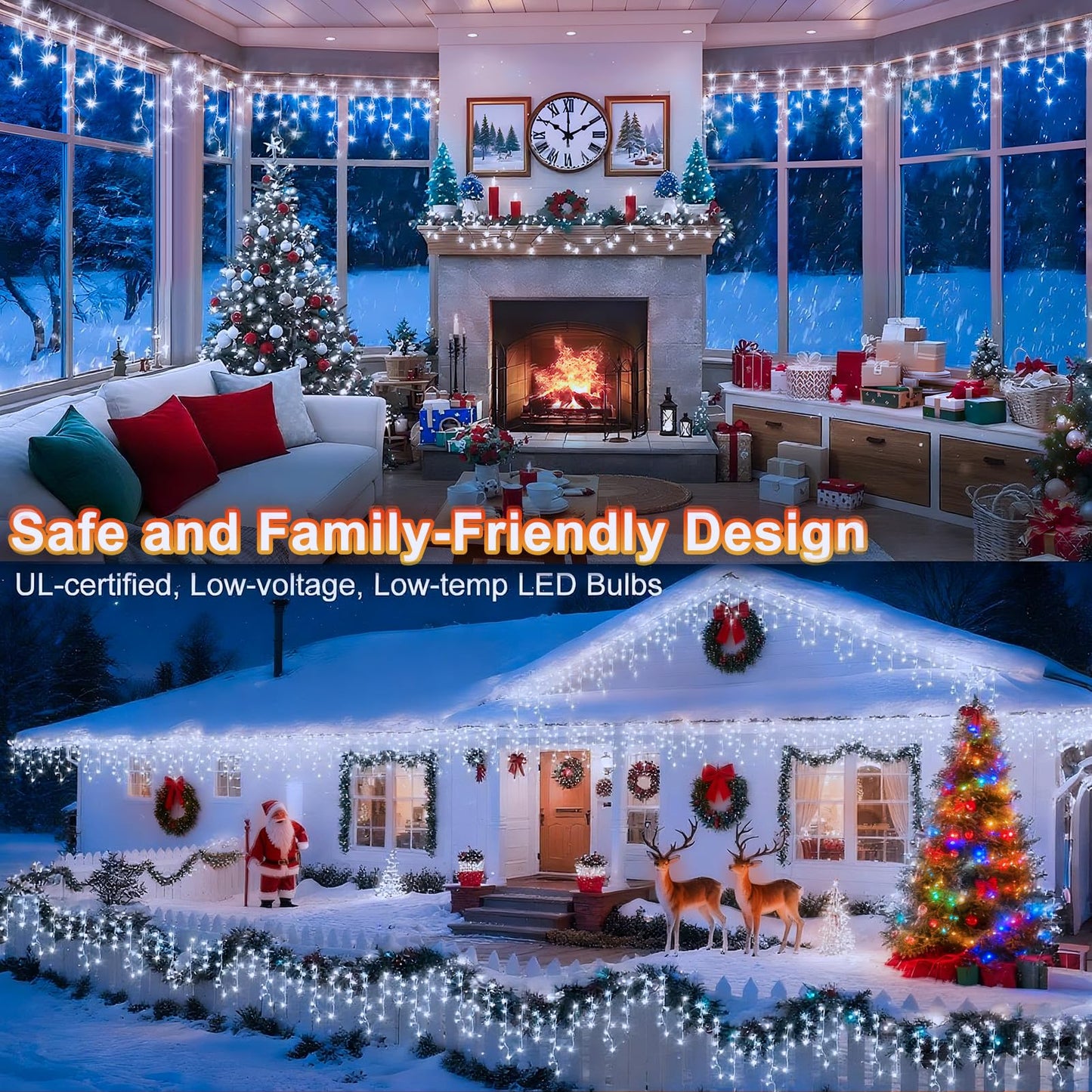 KNONEW 164FT 1600 LED Christmas Lights Outdoor Decoration White Timer 8Modes Hanging Fairy String Lights with 320 Drops, Plug in Waterproof Indoor Decor for Holiday Wedding Party Window Garden