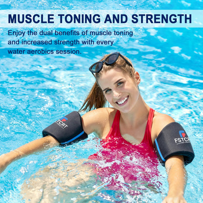 Fstcrt 2 Pcs Foam Aquatic Cuffs Exercise Equipment, Water Aerobics Float Ring with Adjustable Webbing, Pool Exercise Workout Set, Water Ankle Ring for Adults
