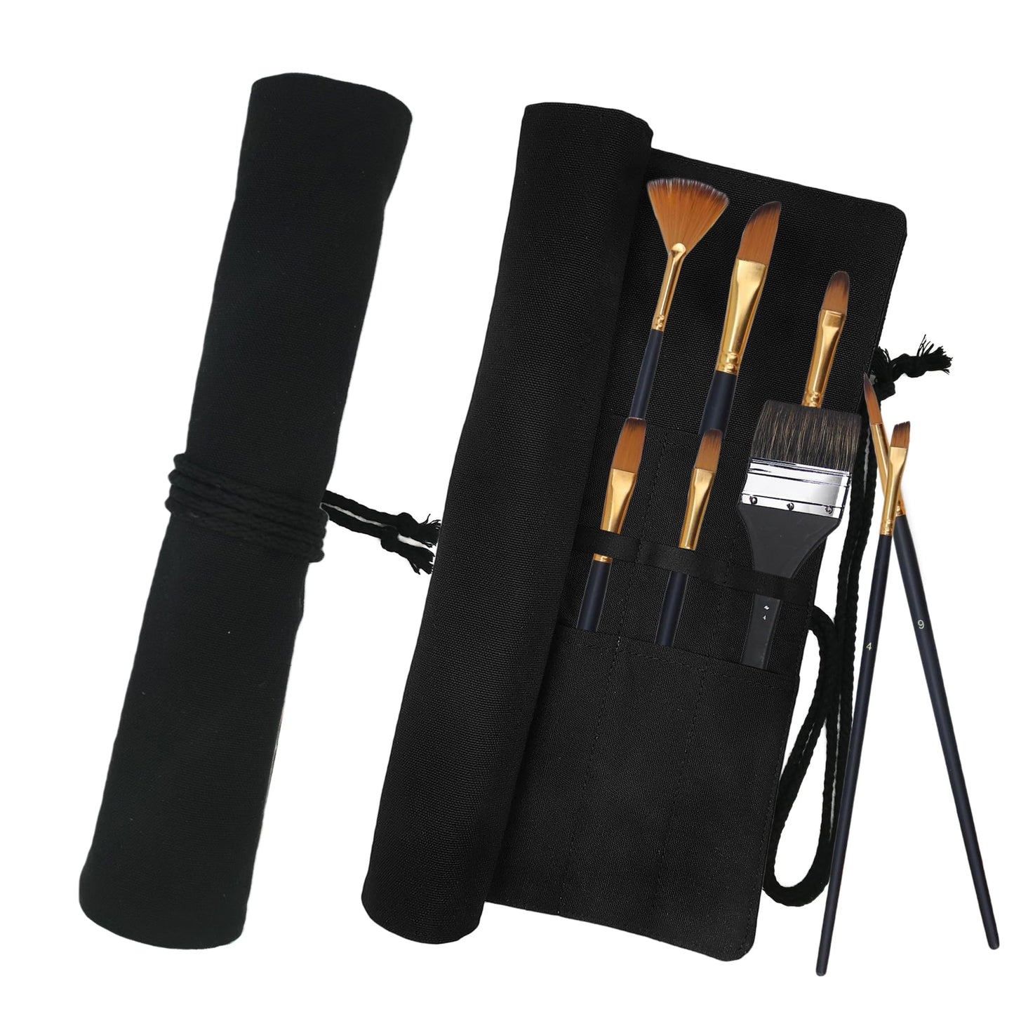 Funny live Paint Brush Holder Art Supplies, Artist Brush Holder & Art Supply Storage Organizer Roll-Up Case Bag, Protect Acrylic Oil Watercolor Paintbrushes (Black-20 Slot Pockets)