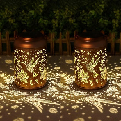 Gifts for Women Men Mom, 2 Pack Hummingbird Solar Lights Outdoor Waterproof, Mothers Day Gifts Decoration Outside for Outdoor, Yard, Lawn, Balcony Garden Decor Solar Lantern