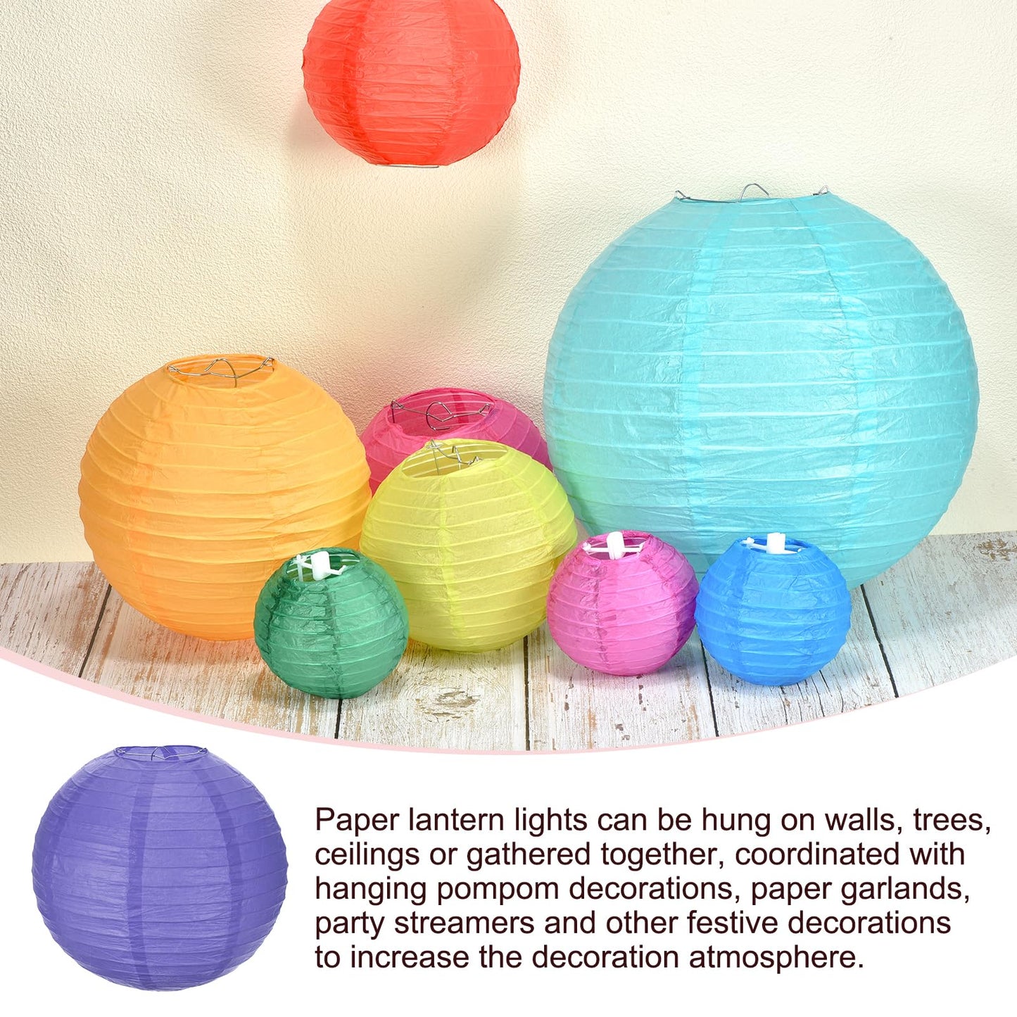 MECCANIXITY 3PCS Paper Lanterns Decorative, 12 Inch Deep Purple Round Hanging Ball Lantern Chinese Lanterns for Home Decor, Birthday, Wedding,Christmas Party