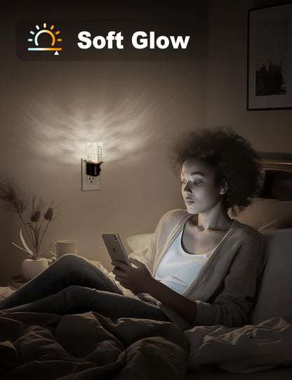 JandCase LED Night Light, Dimmable Night Lights Plug into Wall, Modern Nightlight with Auto On Off Light Sensor, 3000K Soft White Night Light 0-100LM Brightness for Bathroom Hallway Bedroom Decor