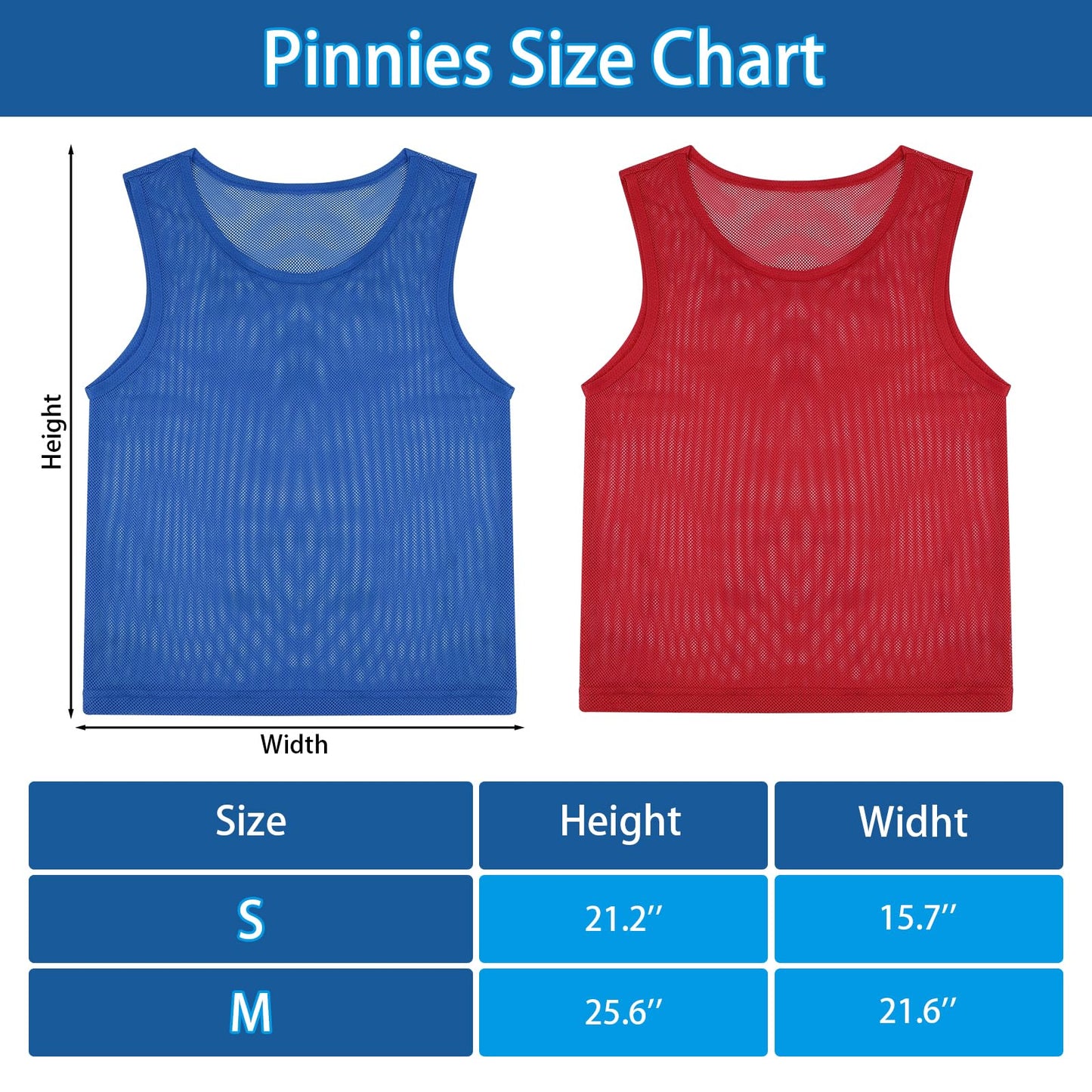 PEASUG Pinnies, 24 Pcs Soccer Pinnies, Mesh Practice Jersey Scrimmage Vest Team Soccer Pennies for Sports Adult/Youth Lightweight
