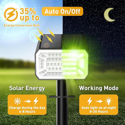 Solar Color Changing Spot Lights Outdoor Waterproof IP68, [12 Pack/32 LED/7 Modes] 2-in-1 Landscape Spotlights, Auto On/Off Solar Powered Flood Lights for Outside Yard Garden Pathway Walkway
