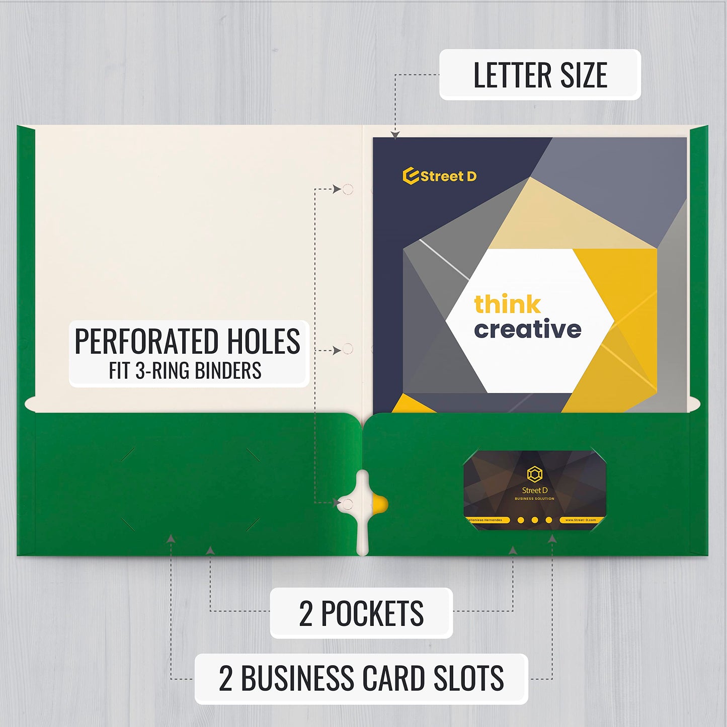 Better Office Products Two Pocket Portfolio Folders, 50-Pack, Green, Letter Size Paper Folders, 50 Pieces, Green, Paper folders with Pockets