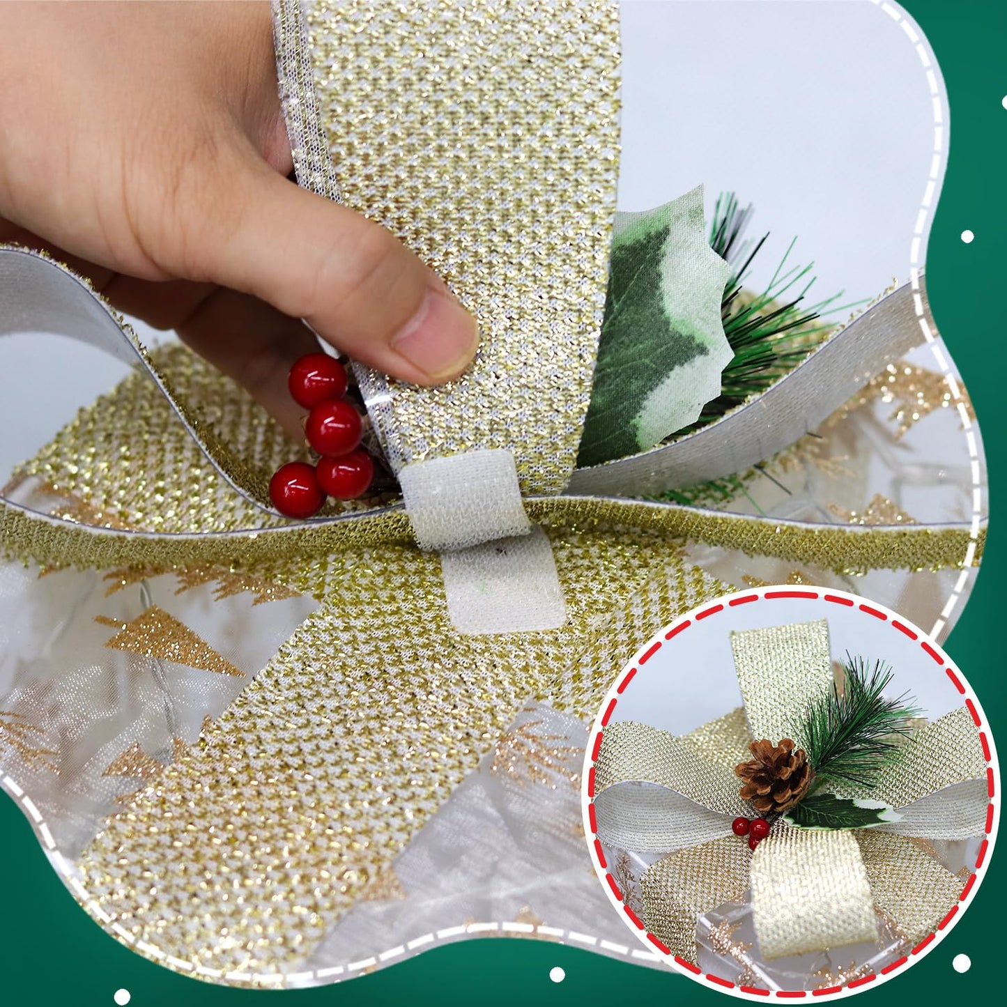 DomKom Set of 3 Nesting Christmas Lighted Gift Boxes - Indoor/Outdoor LED Present Decorations with Metal Frame, Silver Bows & Pinecone Accents - Pre-Lit Holiday Yard & Home Decor