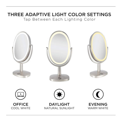 Zadro Newport 10" by 18" Oval LED Lighted Makeup Mirror with Magnification 5X/1X Touch Control Makeup Mirror with Lights