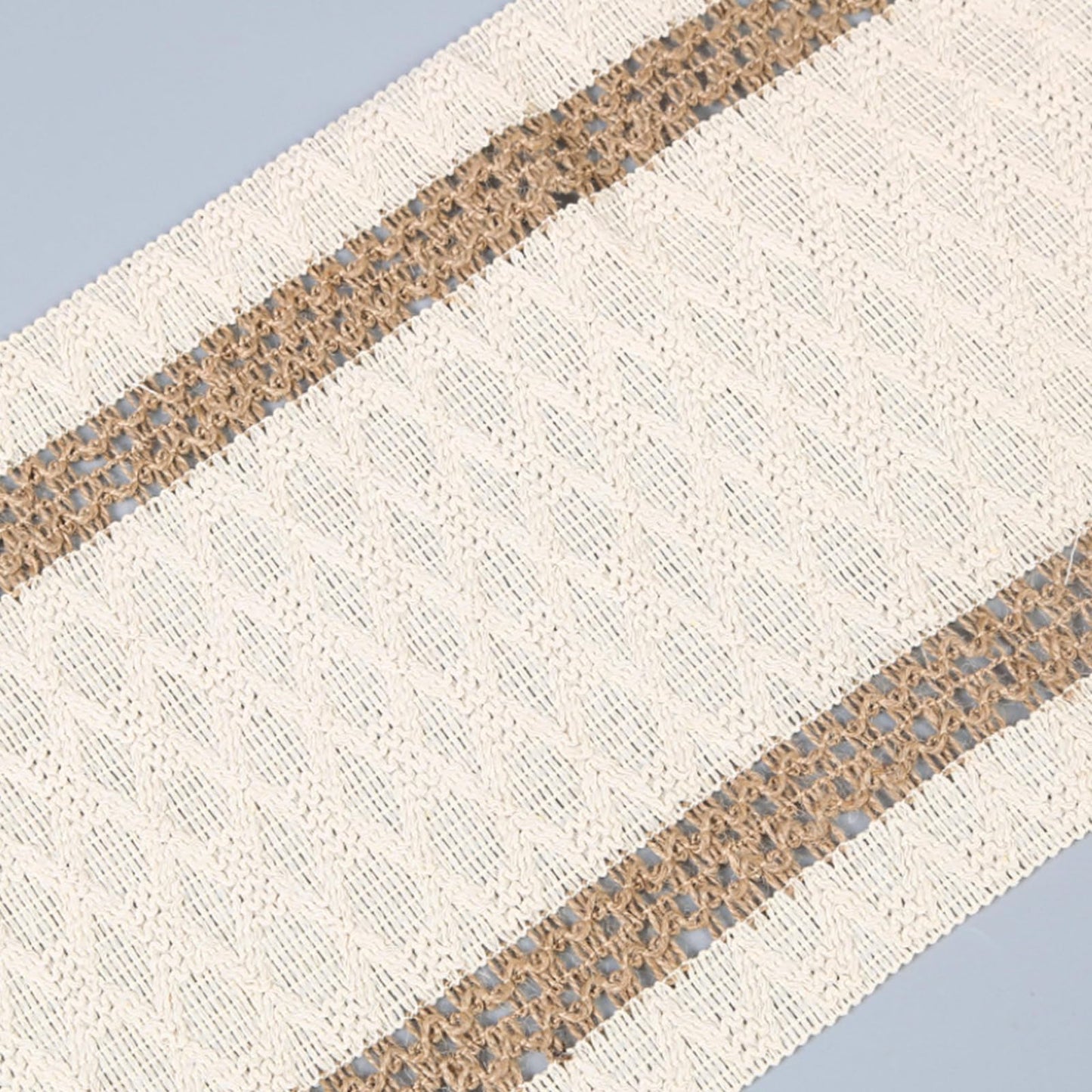 Niviy Boho Table Runner 108 Inches Long Summer Farmhouse Macrame Table Runner Cotton Linen Woven Table Runners for Fall Dining Table Home Decor, Beige & Brown