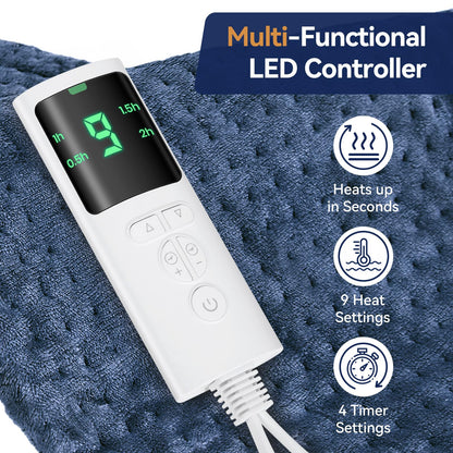 Extra Large Heating Pad for Back Pain Relief, 33"x17" Electric Heat Pad for Neck, Shoulders, Cramps, Menstrual Pain, 9 Heat Settings & 4 Auto-Off Timers, Soft Machine Wash Fabric, Gifts for Lover Gray