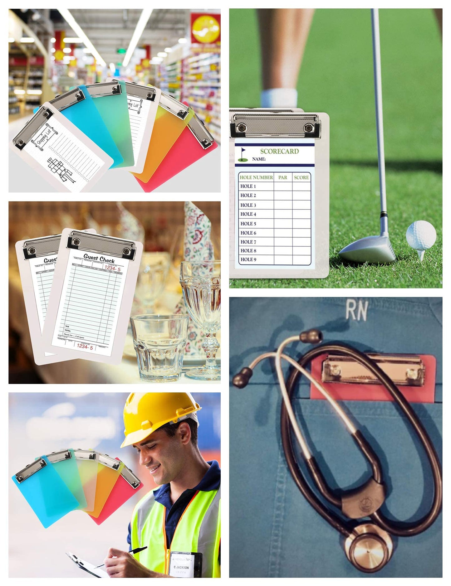Mymazn Mini Clipboards, 4.7x7.3 Inch Portable Plastic Clipboards for Receipts & Orders, Ideal for Warehouse, Office, School & Outdoor Work (10-Pack)