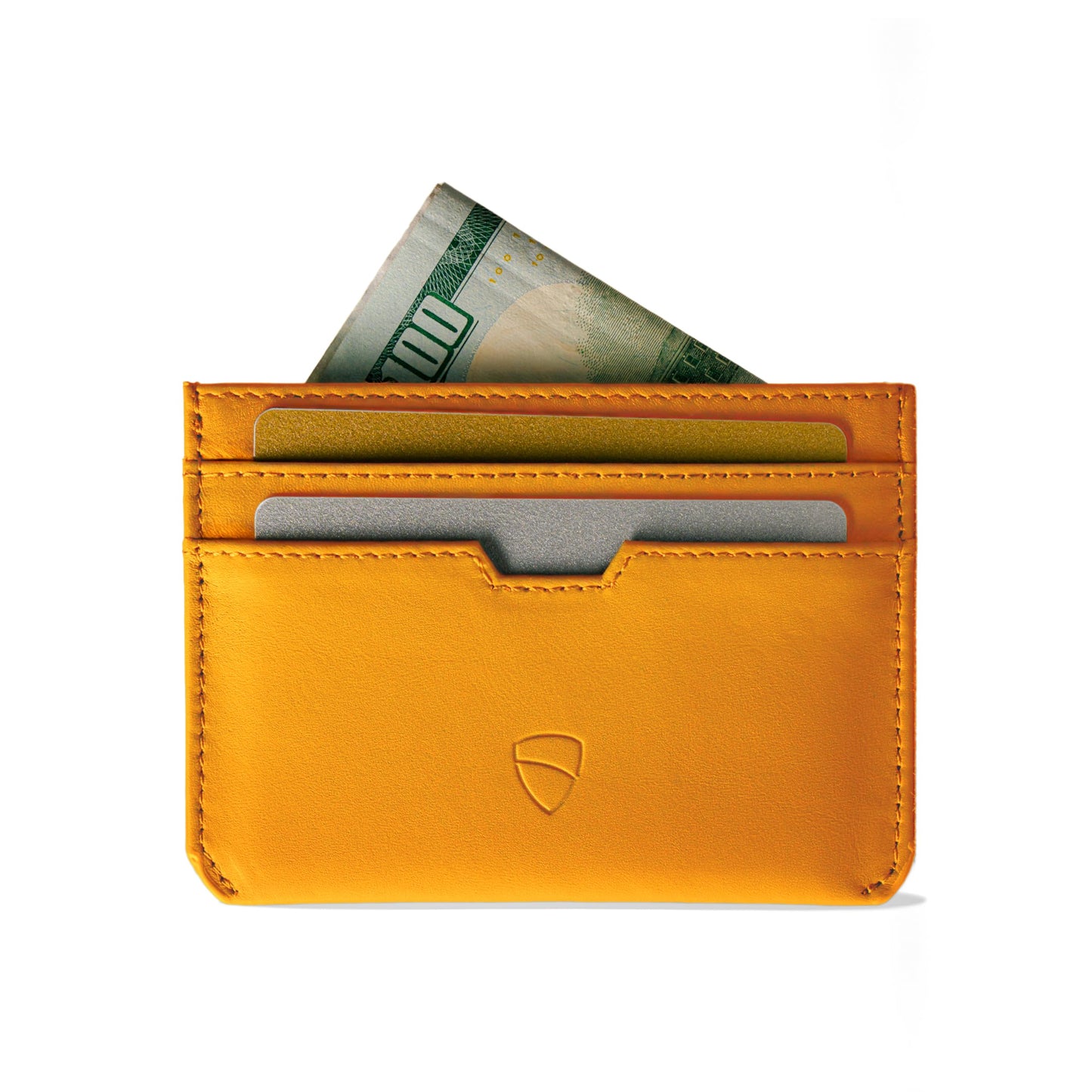 Vaultskin MOORGATE Slim Card Holder – Minimalist Leather Wallet with RFID Blocking, Front Pocket Credit Card Case for Men & Women (Golden Yellow)