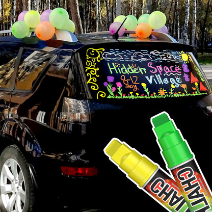 KERIFI Window Markers for Cars Washable, 10mm Jumbo Liquid Chalk Pens for Art Wedding Signs, Just Married Car Decorations, Back to School Graduation Celebration, Glass Mirror Bistro Blackboard Poster