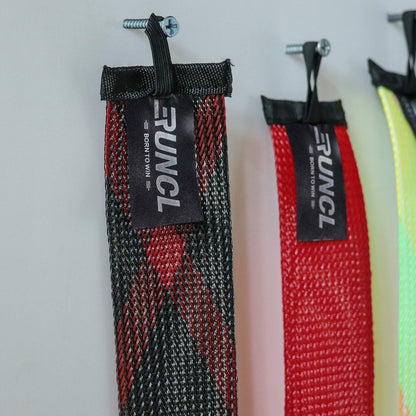 RUNCL Spinning Rod Socks, Fishing Rod Sleeves, Fishing Pole Sleeves (Red&Black, 2pcs) & Spinning Reel Bags, Fishing Reel Covers (2pcs)