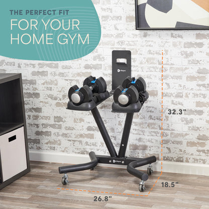 Lifepro PowerFlow Pro Stand — Adjustable Dumbbell Stand & Rack with Locking Wheels Phone/Tablet Holder — Compatible with PowerFlow Plus, PowerUp Plus & Other Brands – Smart, Space-Saving for Home Gym