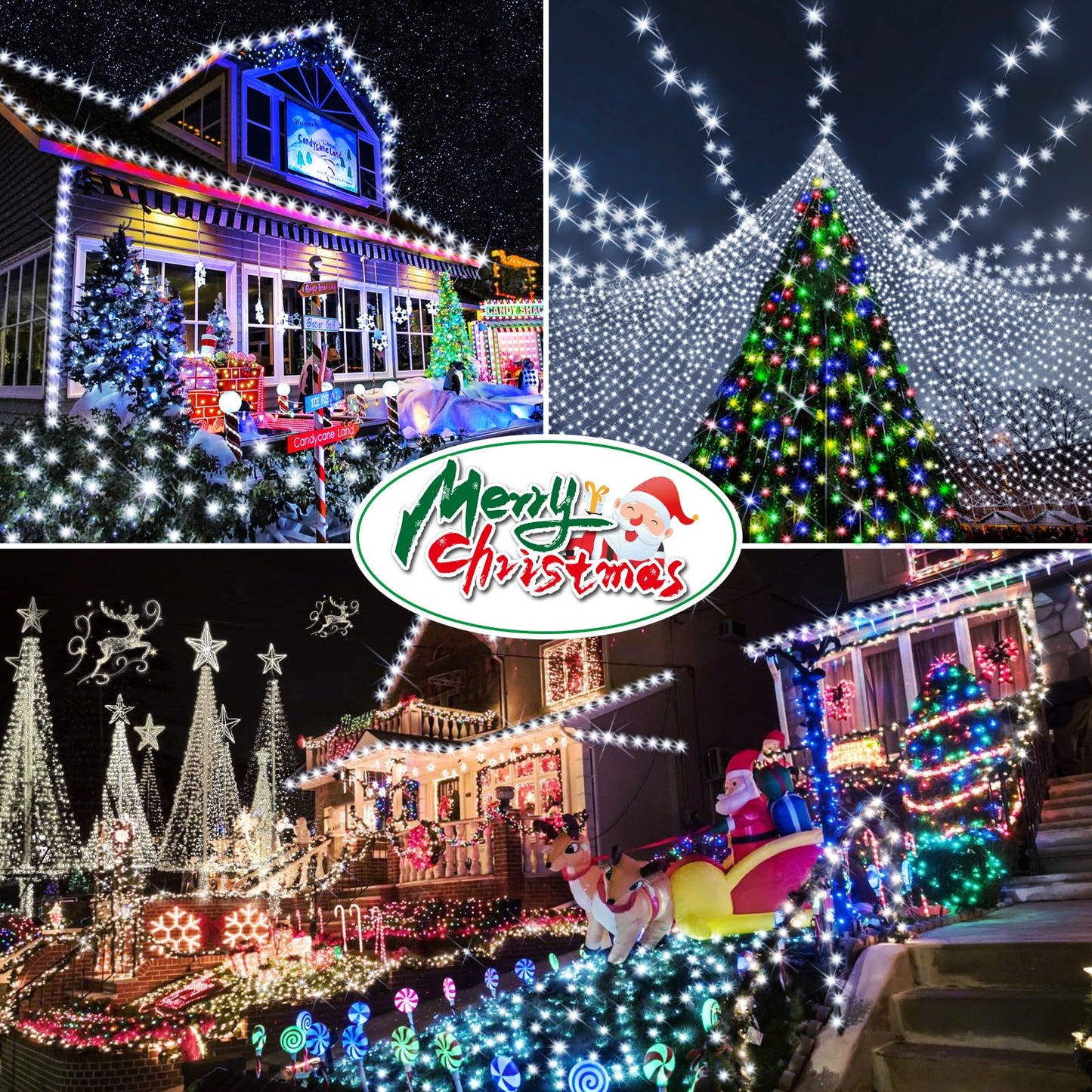 Hezbjiti 2 Pack 1000 LED 403 FT Christmas String Lights Outdoor, 8 Lighting Modes IP44 Waterproof Fairy Lights with Timer and Dimmable Function for Party Tree Decorations (Cold White, Green Wire)
