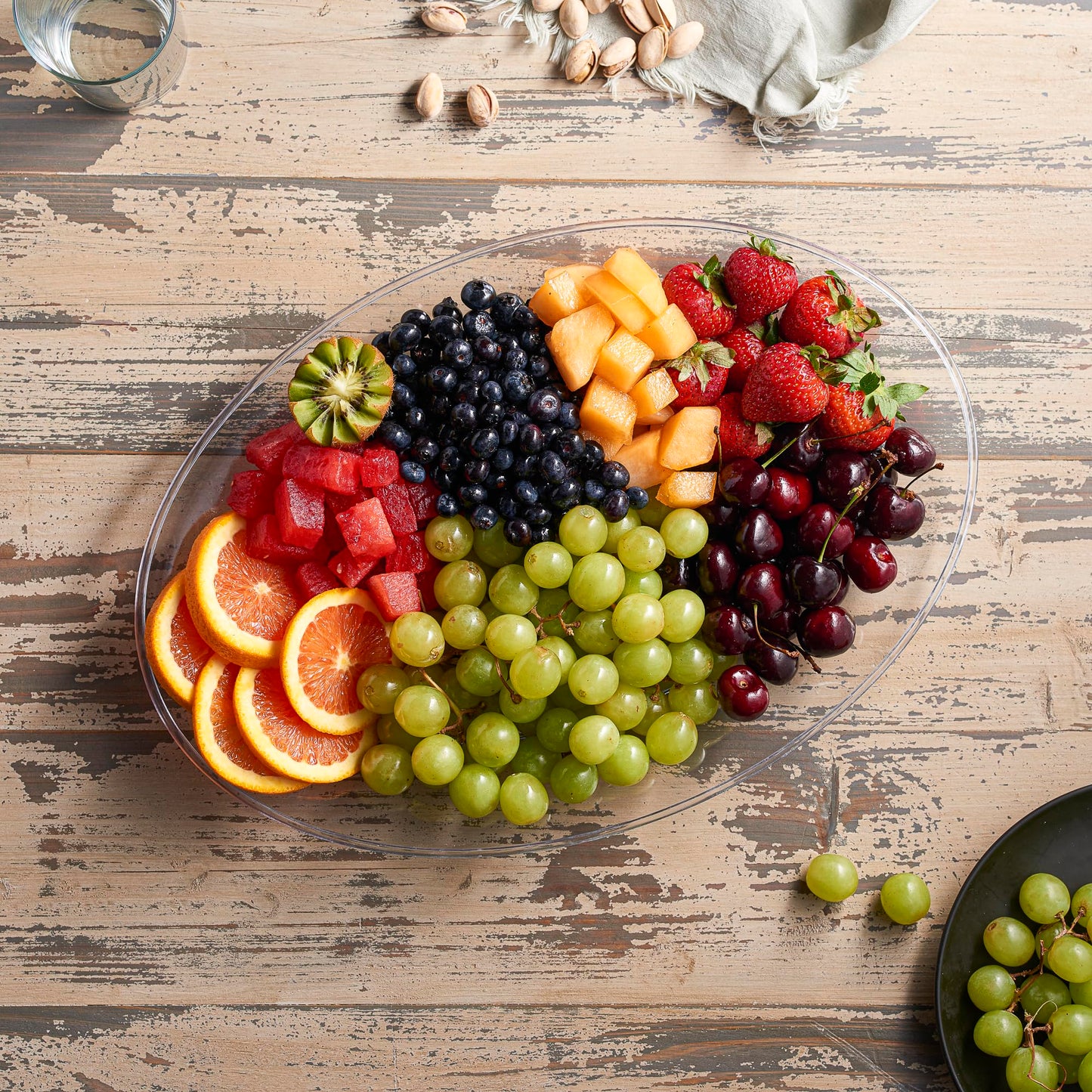 PLASTICPRO Plastic Oval Serving Trays - Serving Platters Oval 11 X 16 Disposable Party Dish Crystal Clear Pack of 8