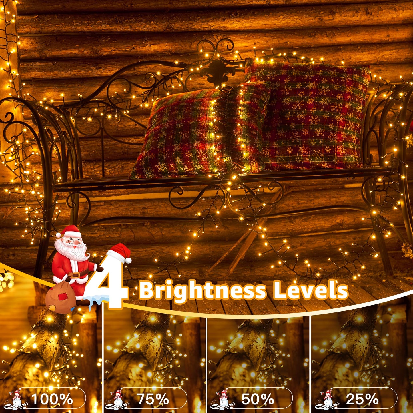 Ccinny 1200 LED 59 FT Cluster Lights, Warm White Christmas Tree Lights 8 Modes Timer Remote, Waterproof String Lights for Indoor Outside Garland Xmas Decorations