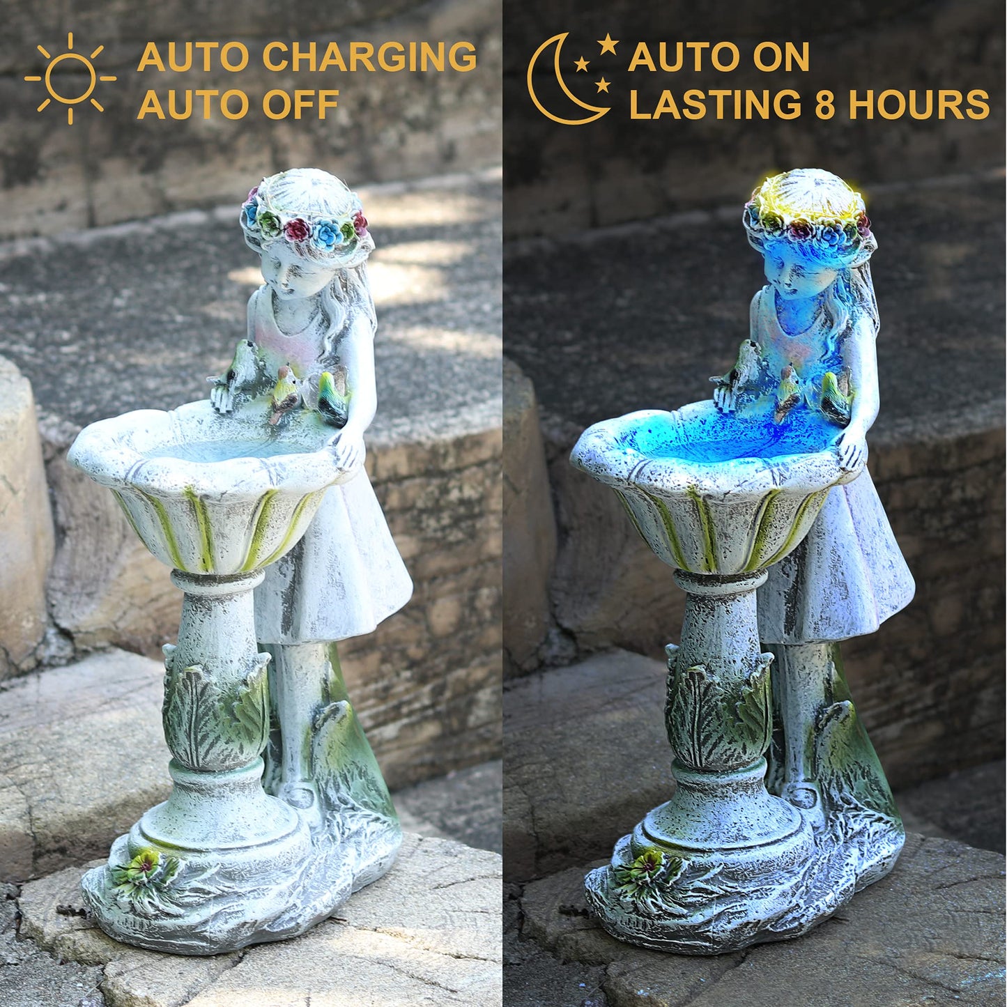 Voveexy Fairy Garden Statue, Solar Garden Angel Figurine Outdoor Decoration Waterproof Angel Sculpture for Patio Yard Lawn Porch Art Ornament Christmas Birthday Gift