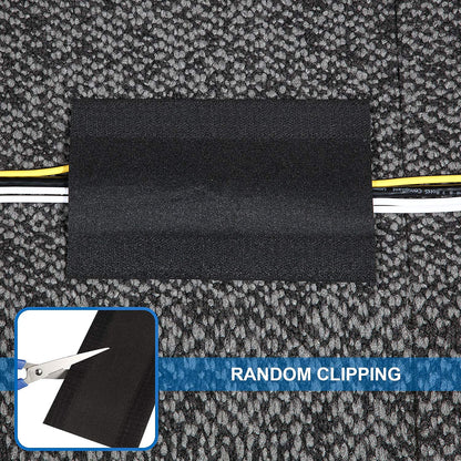 WILLBOND Carpet Cord Cover Cable Protector Floor Cover Cable Protector Management Only for Commercial Office Carpet(19.69 ft,Black)