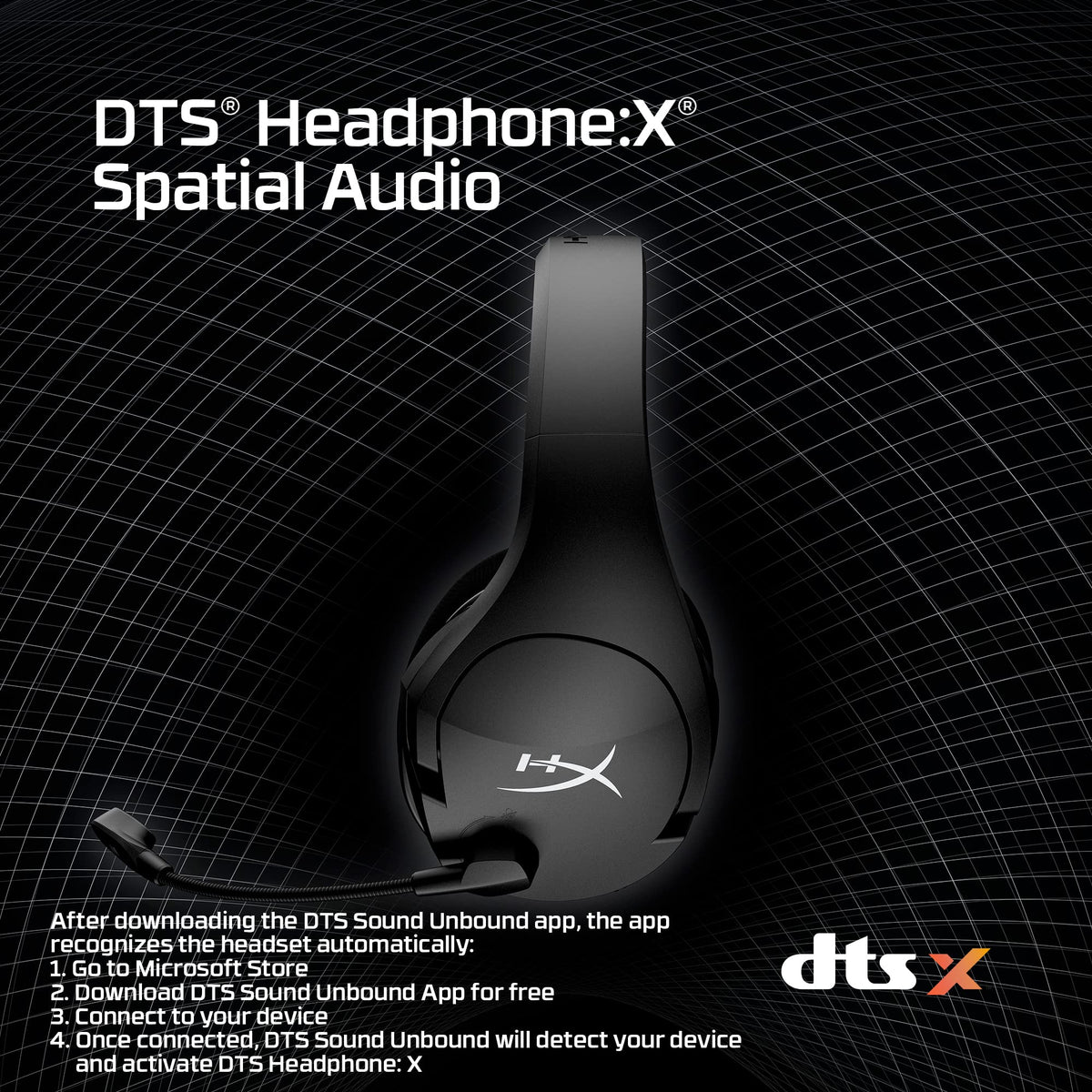 HyperX Cloud Stinger Core – Wireless Lightweight Gaming Headset, DTS Headphone:X spatial audio, Noise Cancelling Microphone, For PC, Black
