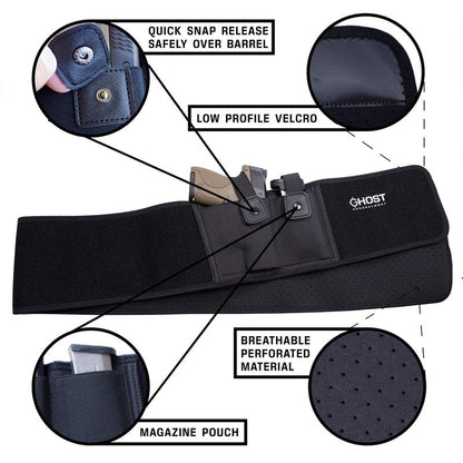 Belly Band Holster for Concealed Carry, Belly Gun Holster for Men Women, Waistband Holster, Airsoft Holster Fits Glock 19 17 42 43, Smith Wesson, Taurus, Ruger (M (40" and Under), Right)