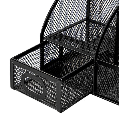 Amazon Basics Pen Holder and Desk Organizer, Office Supplies Storage Caddy, 9.1" x 5.9" x 5.5", Black