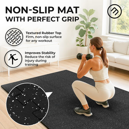 bemaxx Gym Mats Set - 18 pcs EVA Interlocking Foam Floor Tiles (12.6"x12.6"x0.4") 18sqft Protective Gym Flooring Sports Home Workout Exercise Mats Puzzle Garage Fitness Play-Room Pool Treadmill Bike