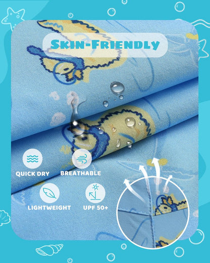maamgic Boys Swim Trunks with Compression Liner Toddler Stretch Swim Shorts Quick Dry Swimming Trunks Boxer Brief 2 in 1 Beach Shorts Blue Rubber Ducky 5/6