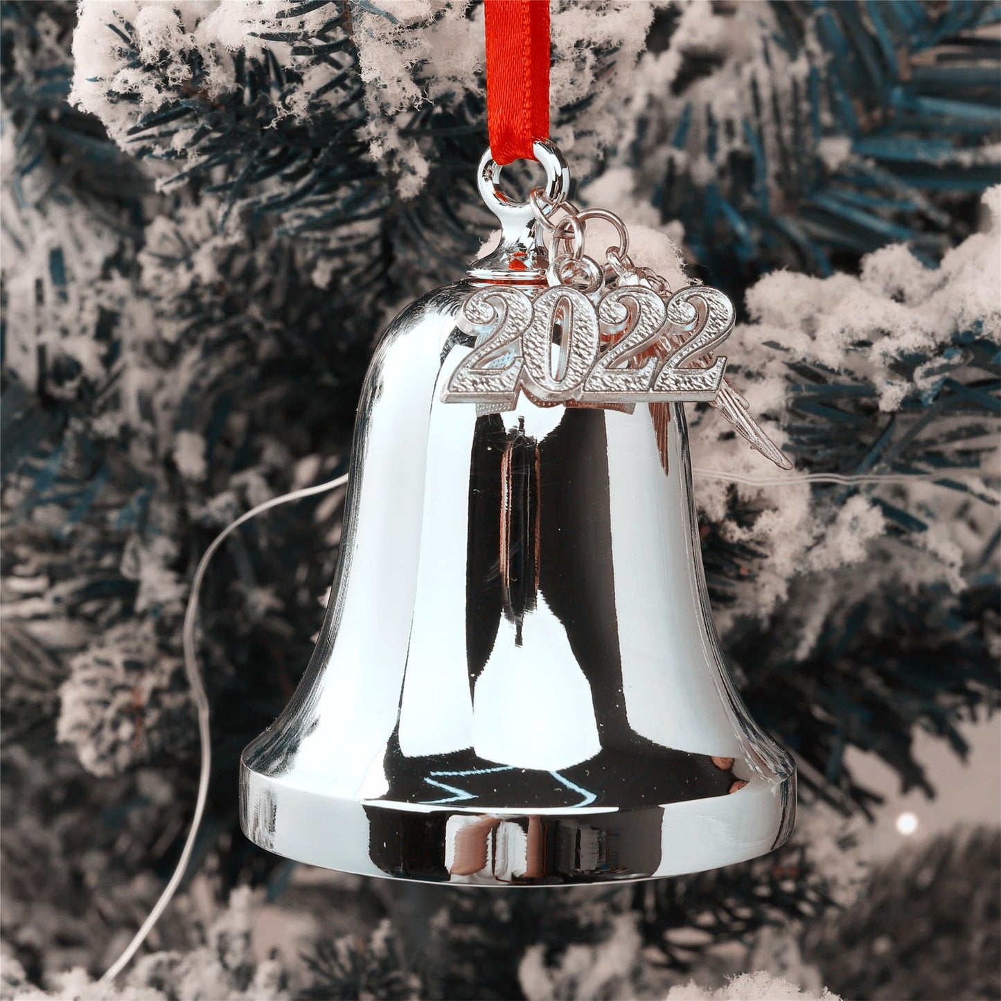 FKOG 2026 It's A Wonderful Life Christmas Bell Ornament, Silver Christmas Tree Bell and Sleigh Bell Ornament Decoration Gifts with Angel Wing Charm (It's a Wonderful Life Bell)