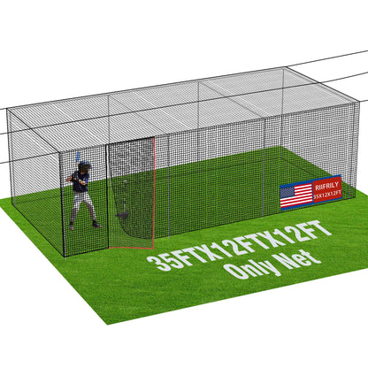 Heavy Duty Baseball Batting Cage Nets,ONLY NET,45#Baseball and Softball Cage Netting,35'/55' Fits Backyard or Team Training