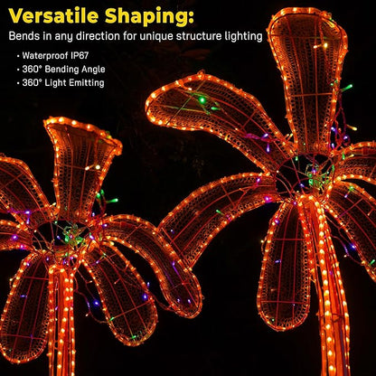 WYZworks 1116LEDs 100ft LED Outside Rope Lights, Outdoor ETL Certified Waterproof Permanent 360 Degree Light Emitting, Flexible Tube, Connectable, Christmas Palm Tree Exterior Landscape, Orange