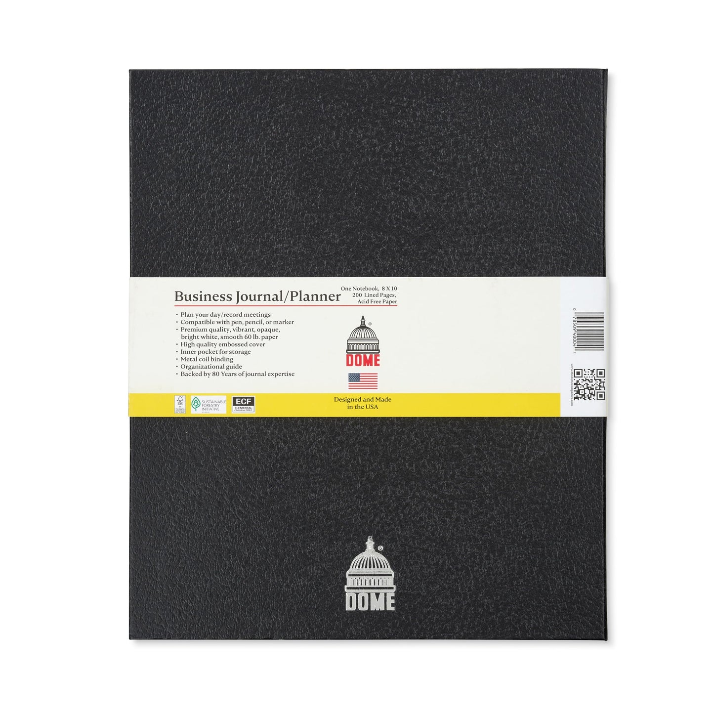 DOME Business Journal – 8 x 10 Inch Hardcover Professional Planner Notebook with Metal Coil Binding, Stickers & Organizational Guide, 200 Pages, Premium Acid-Free 60-lb Paper, Made in USA (8 x 10)