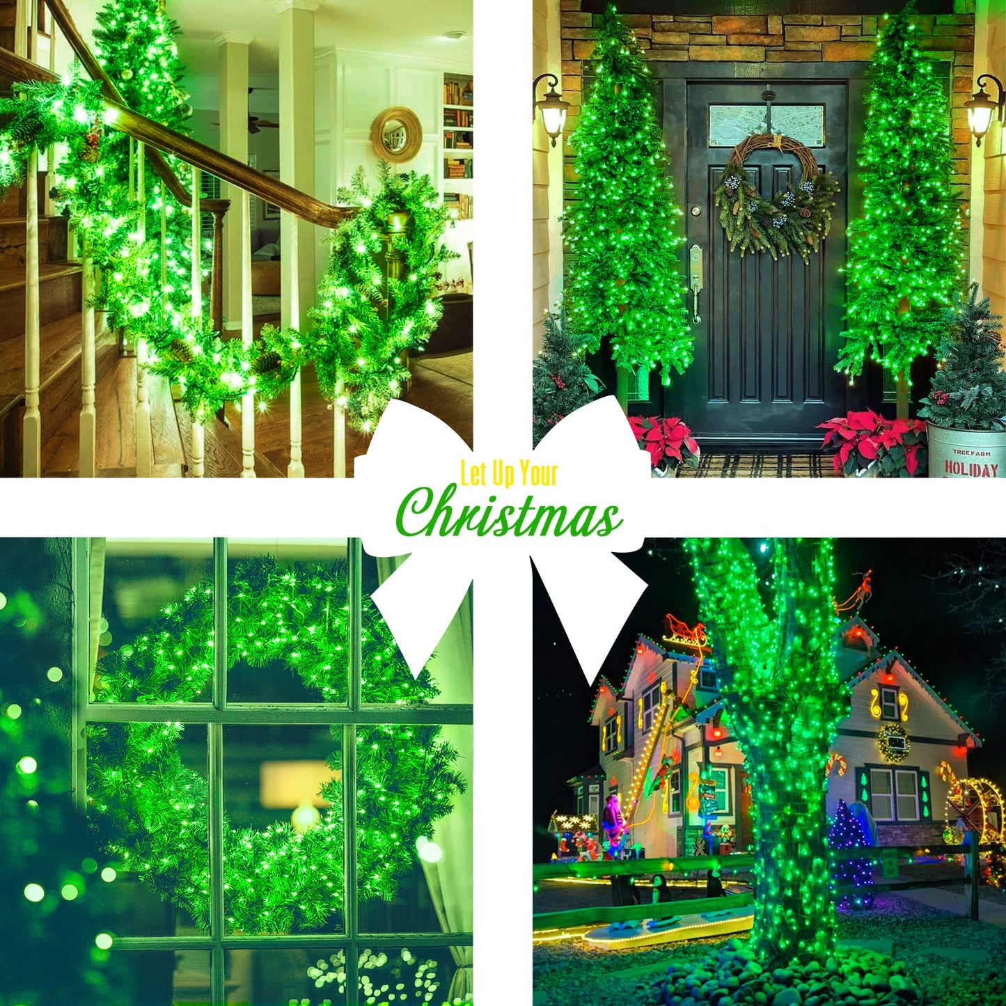 JMEXSUSS Green St Patricks Day Lights Indoor Outdoor Clear Wire, 200 LED Green Christmas String Lights for St Patricks Day Spring Tree Garden Decor, Connectable