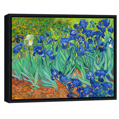 Wieco Art Irises Modern Stretched and Framed Floral Giclee Canvas Print By Van Gogh Famous Flowers Oil Paintings Reproduction Artwork Pictures on Canvas Wall Art for Bedroom Home Decorations