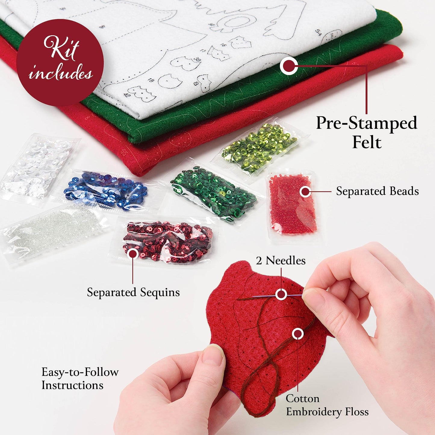Bucilla Felt Applique 18" Stocking Making Kit, Holiday Cheer Santa, Perfect for DIY Arts and Crafts