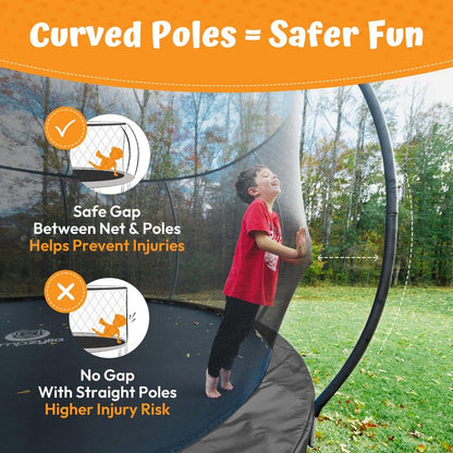 JUMPZYLLA Trampoline Outdoor 8FT 10FT 12FT 14FT 15FT 16FT with Enclosure and Ladder, ASTM Approved Recreational Trampoline for Kids and Adults, Anti-Rust Coated Frame